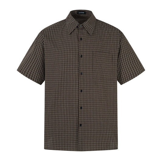 Original High Street Retro Plaid Short Sleeve Shirt for Men
