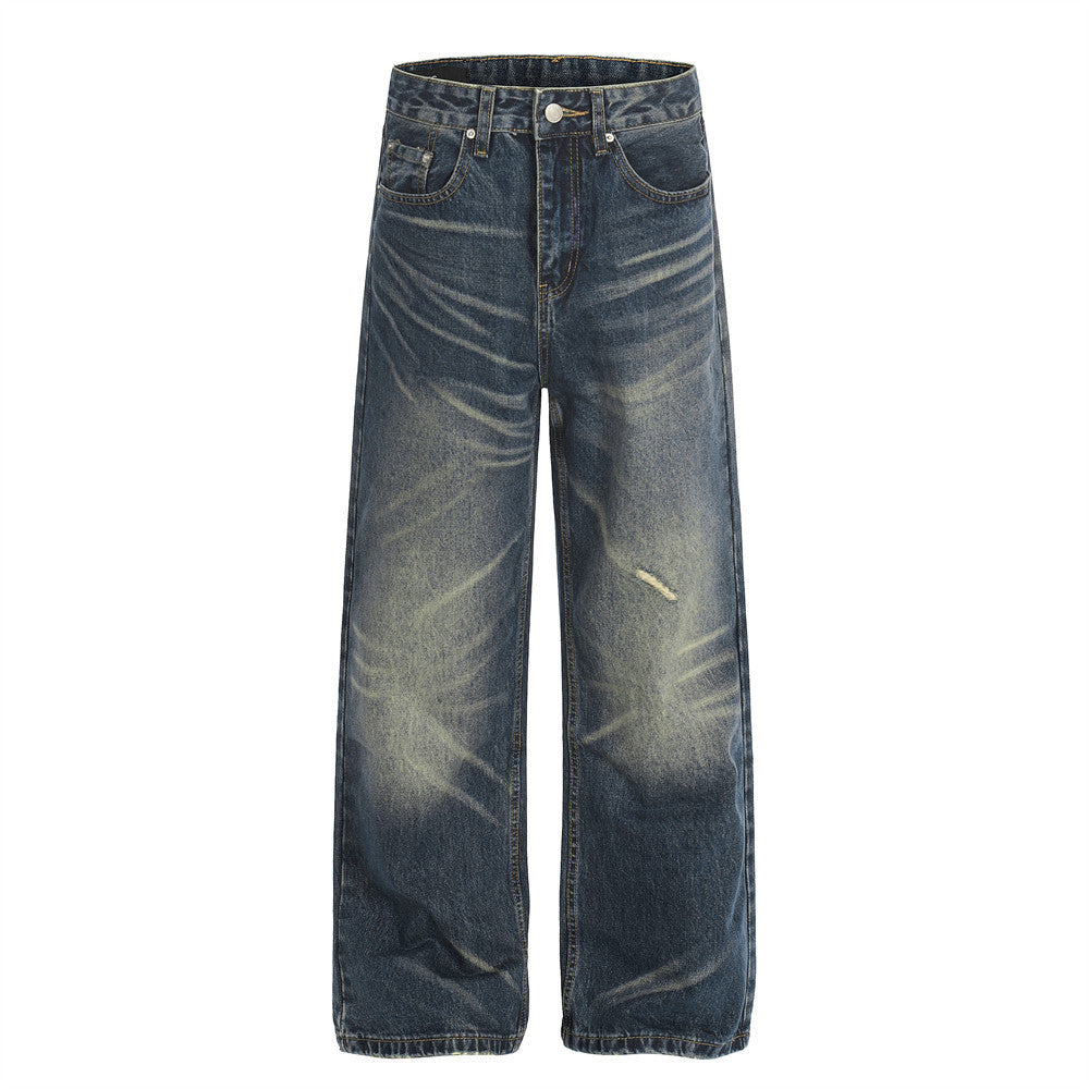 Washed Denim Wide Leg Pants