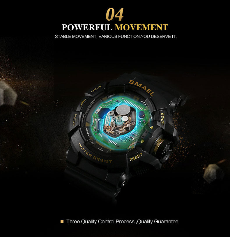 Men's Sports Military Watch - LED Quartz Dual Display, Waterproof Outdoor Sport Watch