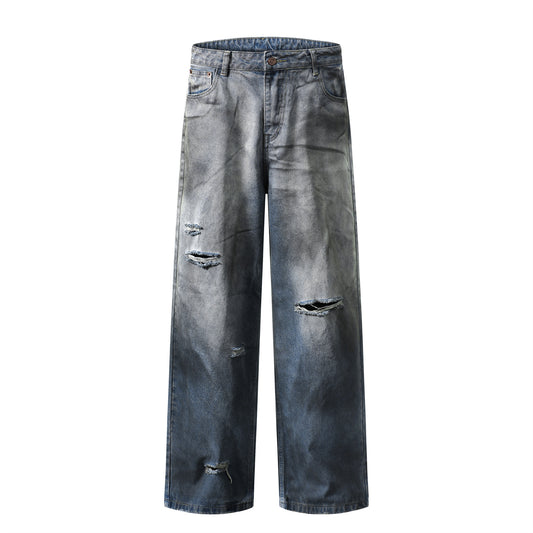 Distressed Straight Leg Denim Pants - Premium Quality Japanese Craftsmanship