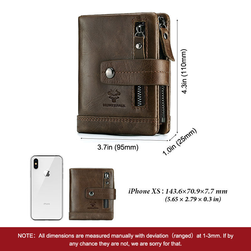 Leather Wallet - Crazy Horse Zipper Buckle