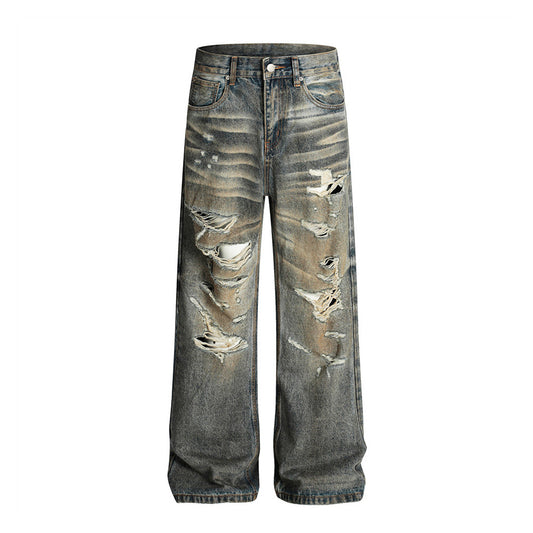 Men's Distressed Heavy-Duty Denim Pants