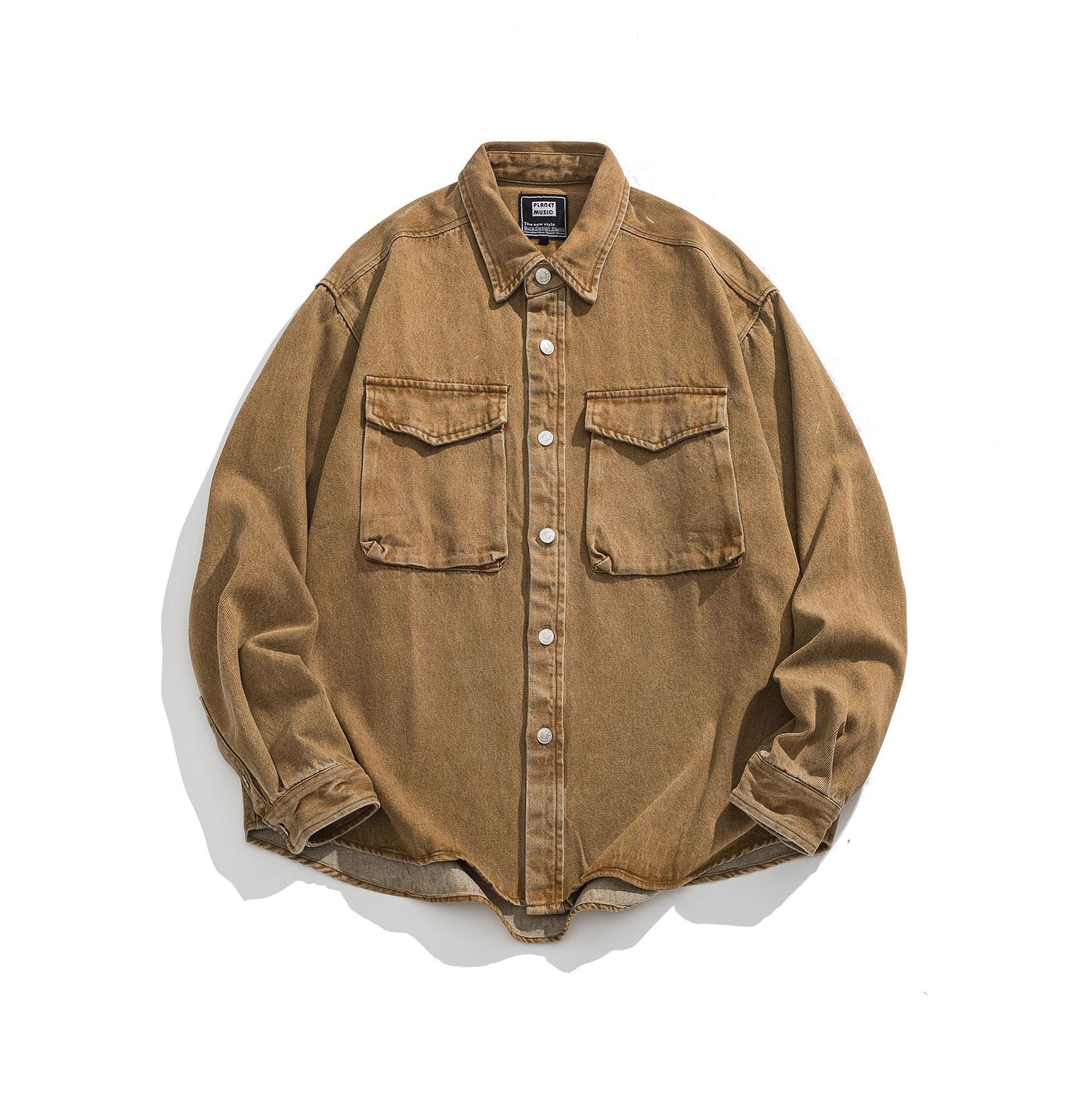 Washed Denim Long Sleeve Outerwear for Men and Women