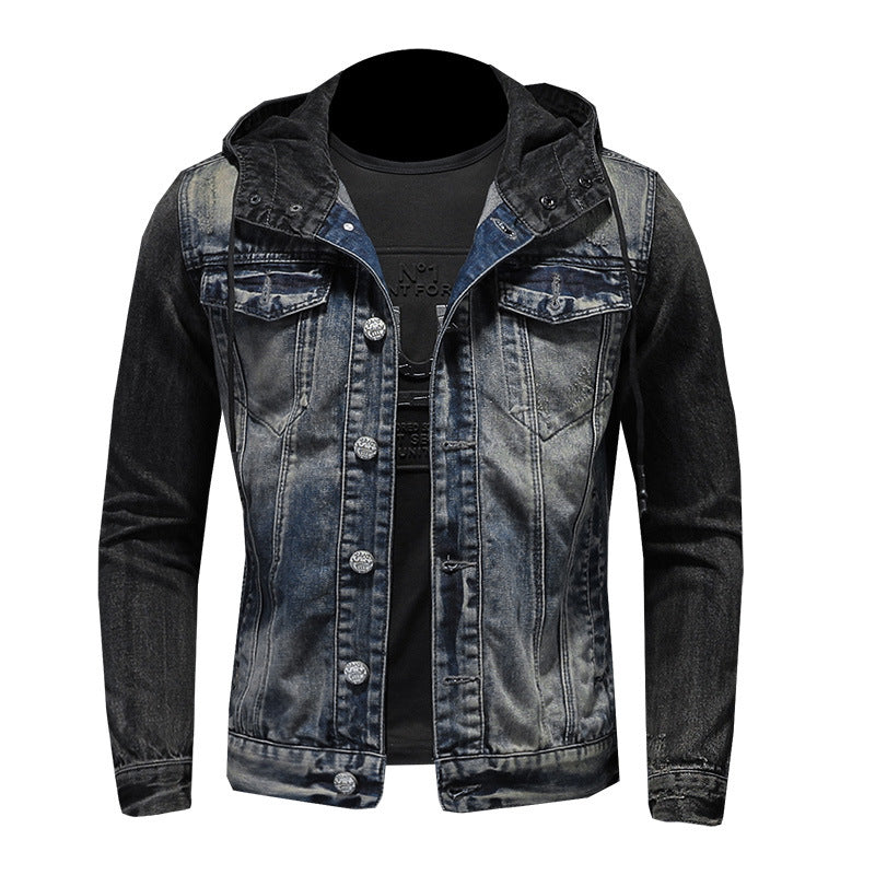 Hooded Denim Jacket for Men - Casual Oversized Fit Coat