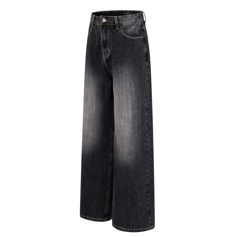 Vintage Washed Gradient Denim Pants for Men -  Couple's Loose Fit