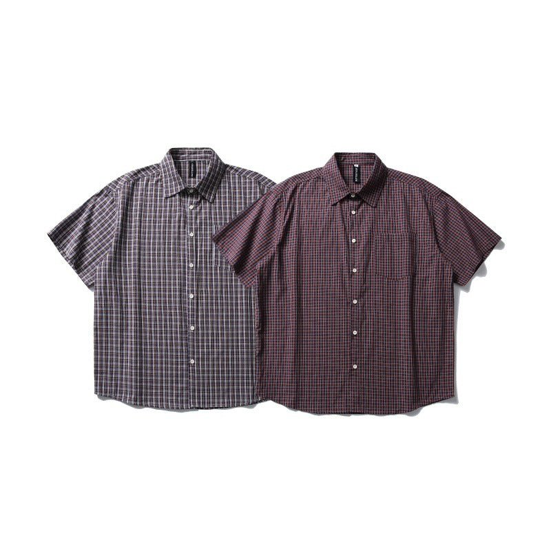 Silhouette Checkered Short Sleeve Shirt for Men and Women