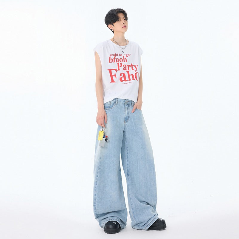 Straight Loose Wide Leg Casual Pants - Premium Japanese Denim