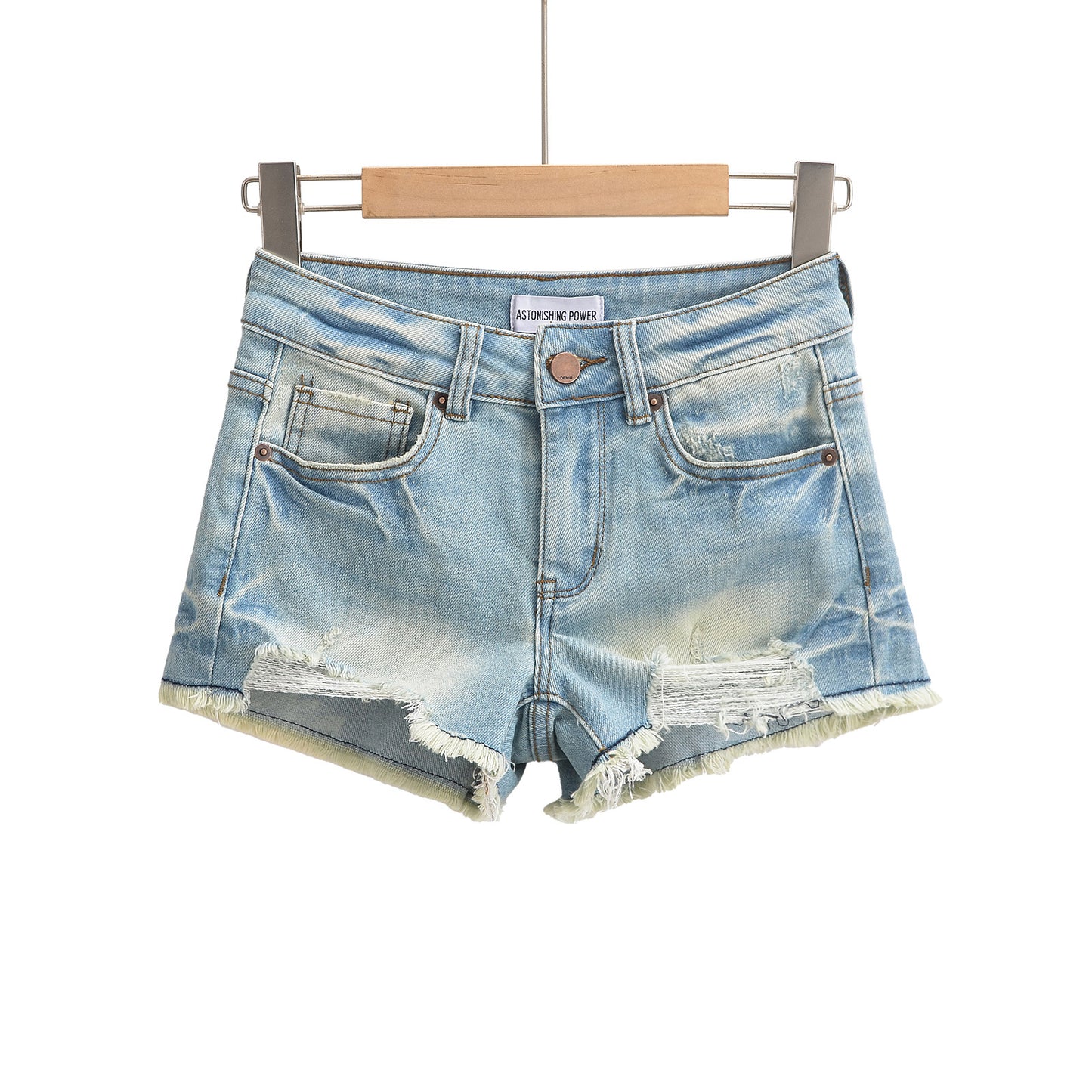 High-Waisted Distressed Denim Shorts - Premium Japanese Craftsmanship