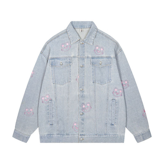 Stylish Embroidered Denim Jacket for Kittens