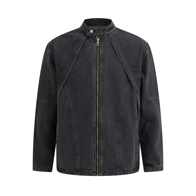 Deconstructing Silhouette Denim Zipper Jacket
