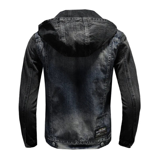 Hooded Denim Jacket for Men - Casual Oversized Fit Coat
