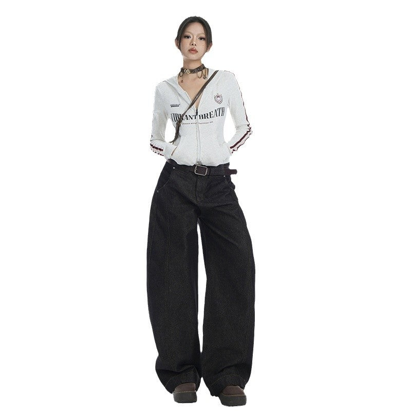 Women's Wide-Leg Straight Loose Denim Pants