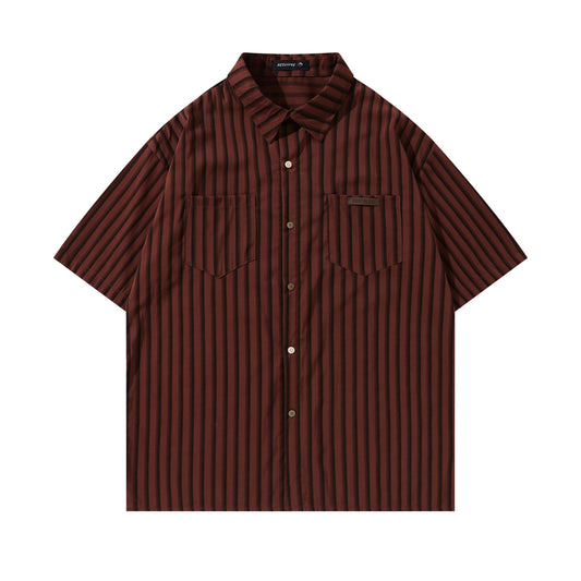 Retro Striped Short Sleeve Shirt for Men