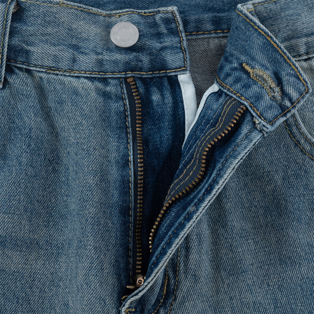 Men's Faded Denim Long Pants - Retro