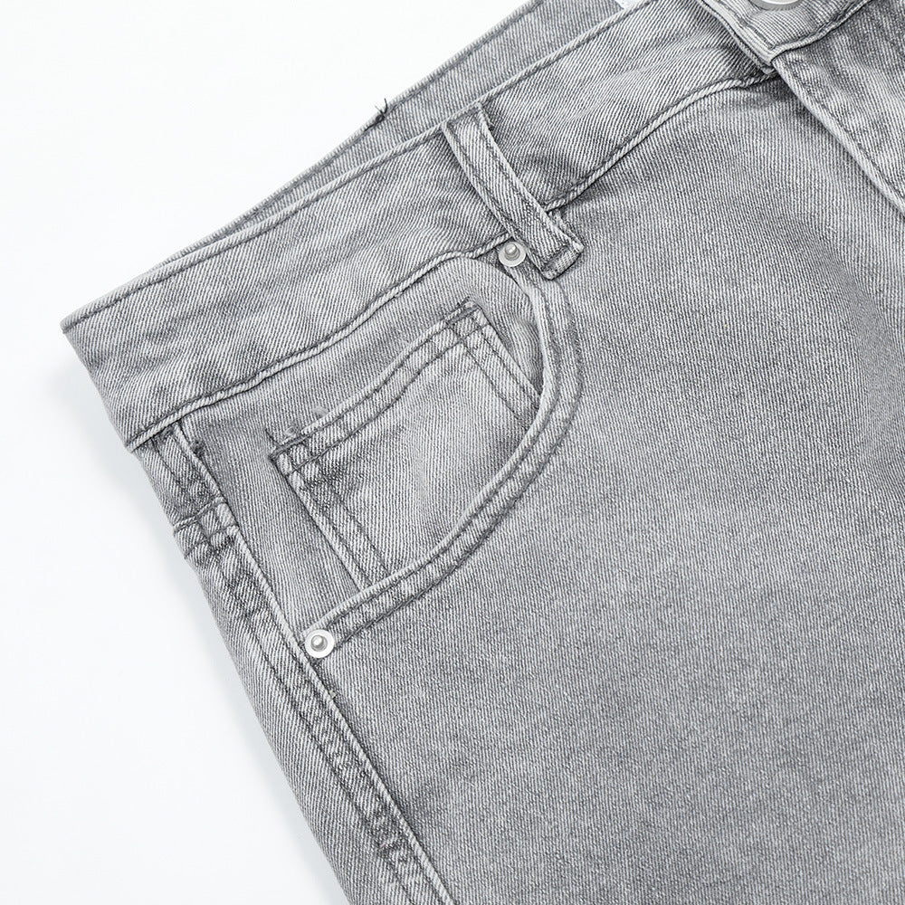 Men's Faded Raw Hem Denim Pants