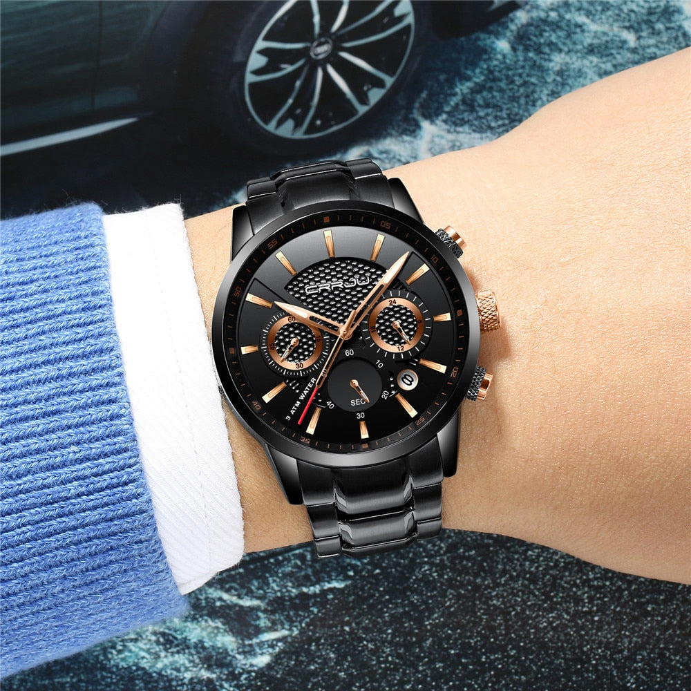 Men's 30m Waterproof Chronograph Steel Watch