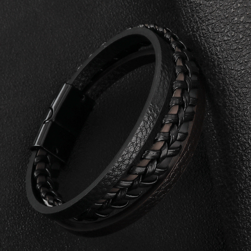Magnetic Leather Rope Hand Braided Bracelet