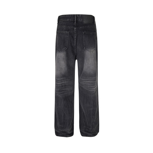 Men's Distressed Wide-Leg Denim Pants