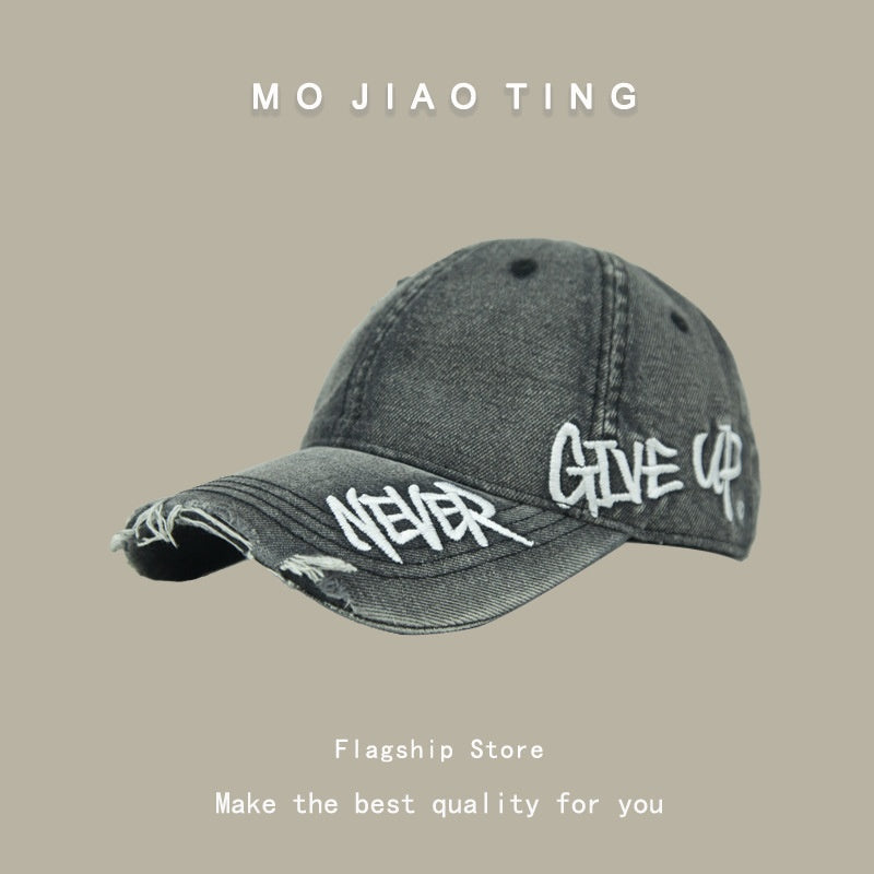 Never Give Up - Letter Embroidery Versatile Small Duckbill Hat