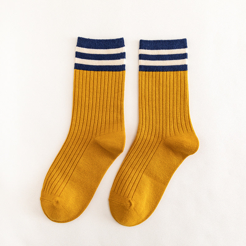 Japanese Cotton Socks - Two Stripe Retro Look