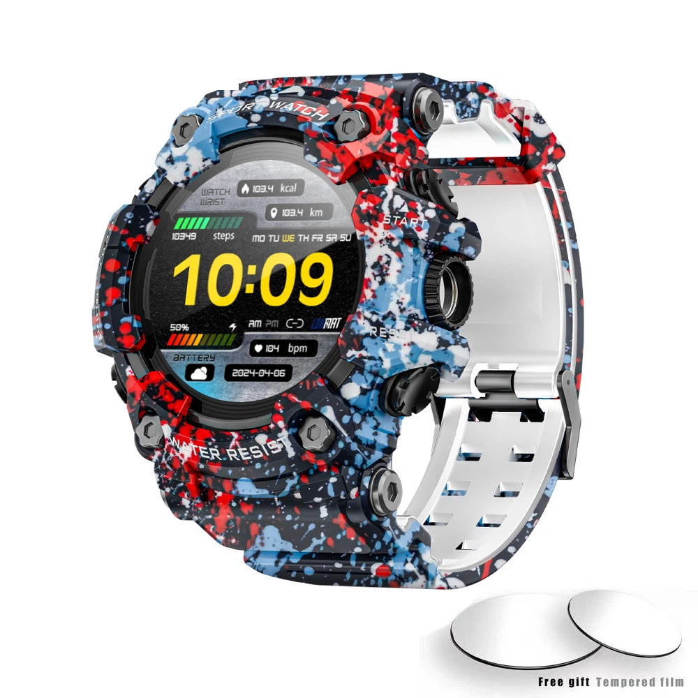 Outdoor Sports Smartwatch – Bluetooth, Compass, Music, Flashlight