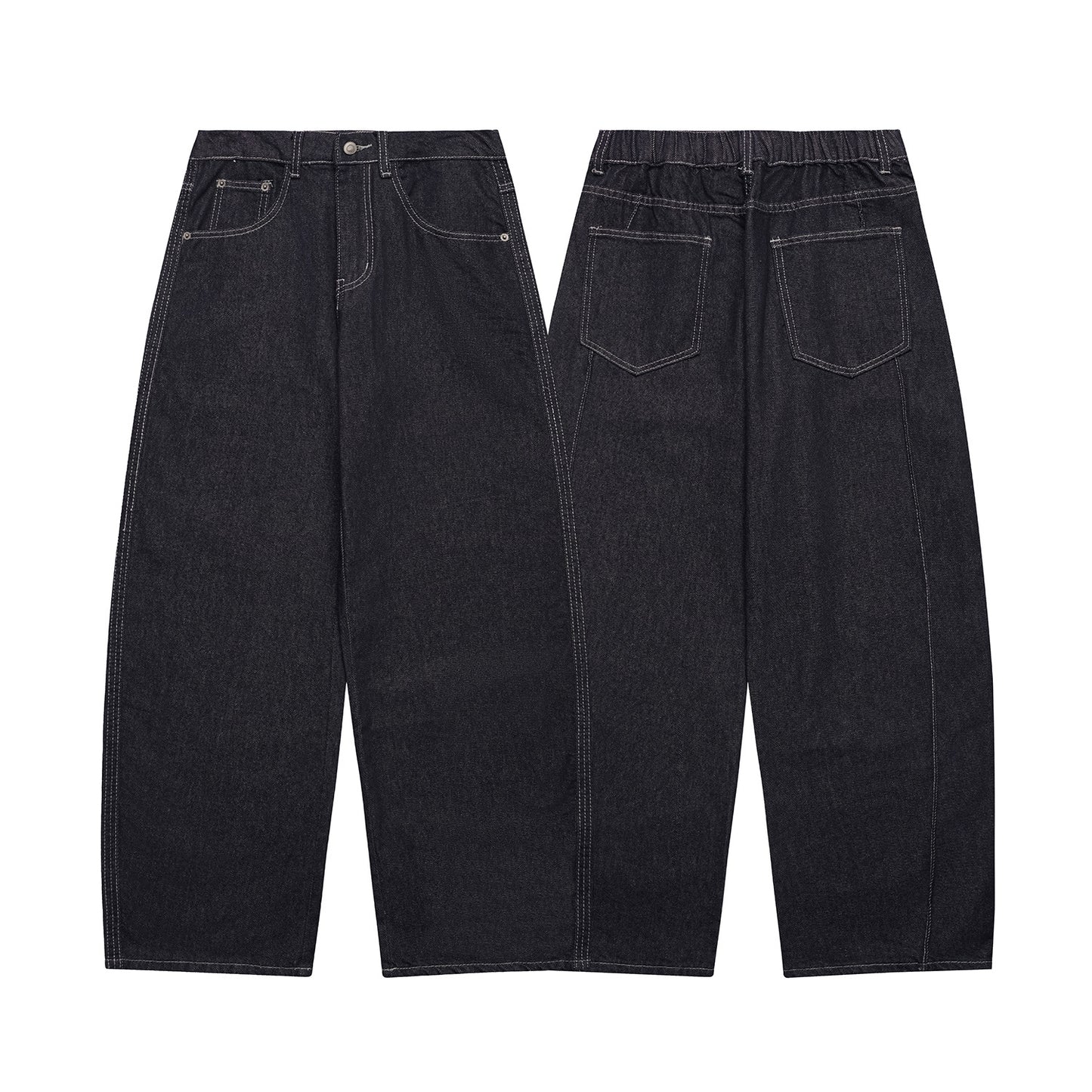 Washed Loose Wide-Leg Relaxed Slash Denim Pants