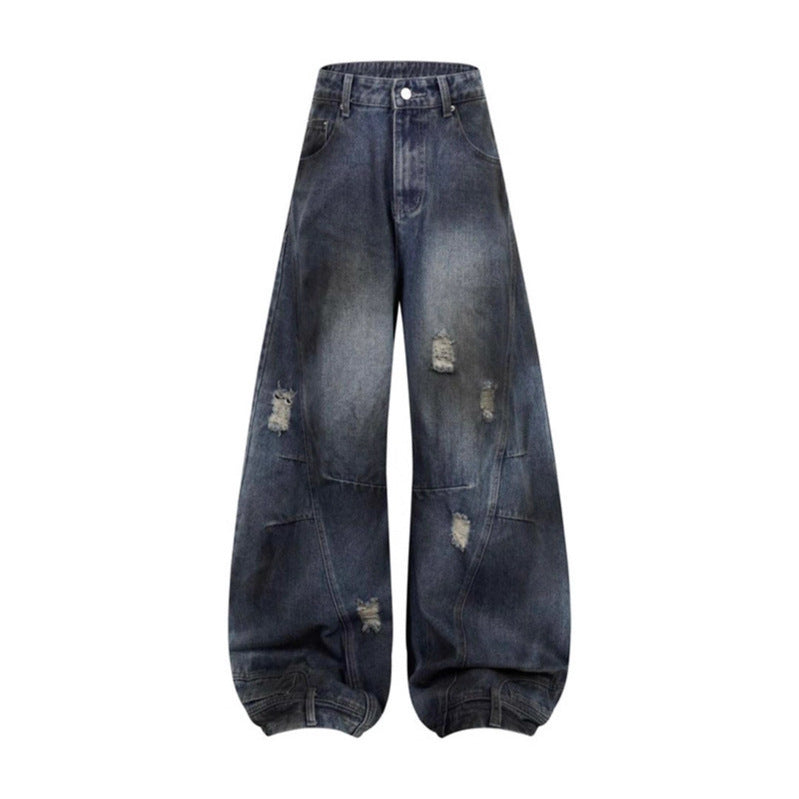 Premium Japanese Denim Knife Jeans - Distressed Loose Fit
