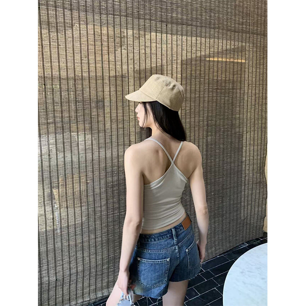 Sweet and Spicy Women's Denim Shorts - Versatile Retro Frayed Hem Pants