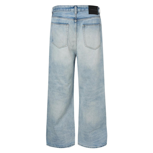 Washed Long Fit High-Waist Denim Pants - Wide Leg Loose Cleanfit