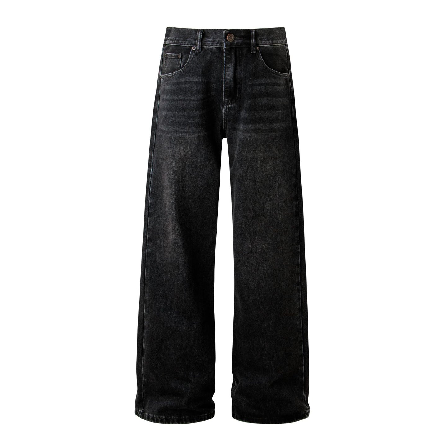 Slightly Flared Washed Denim Long Pants