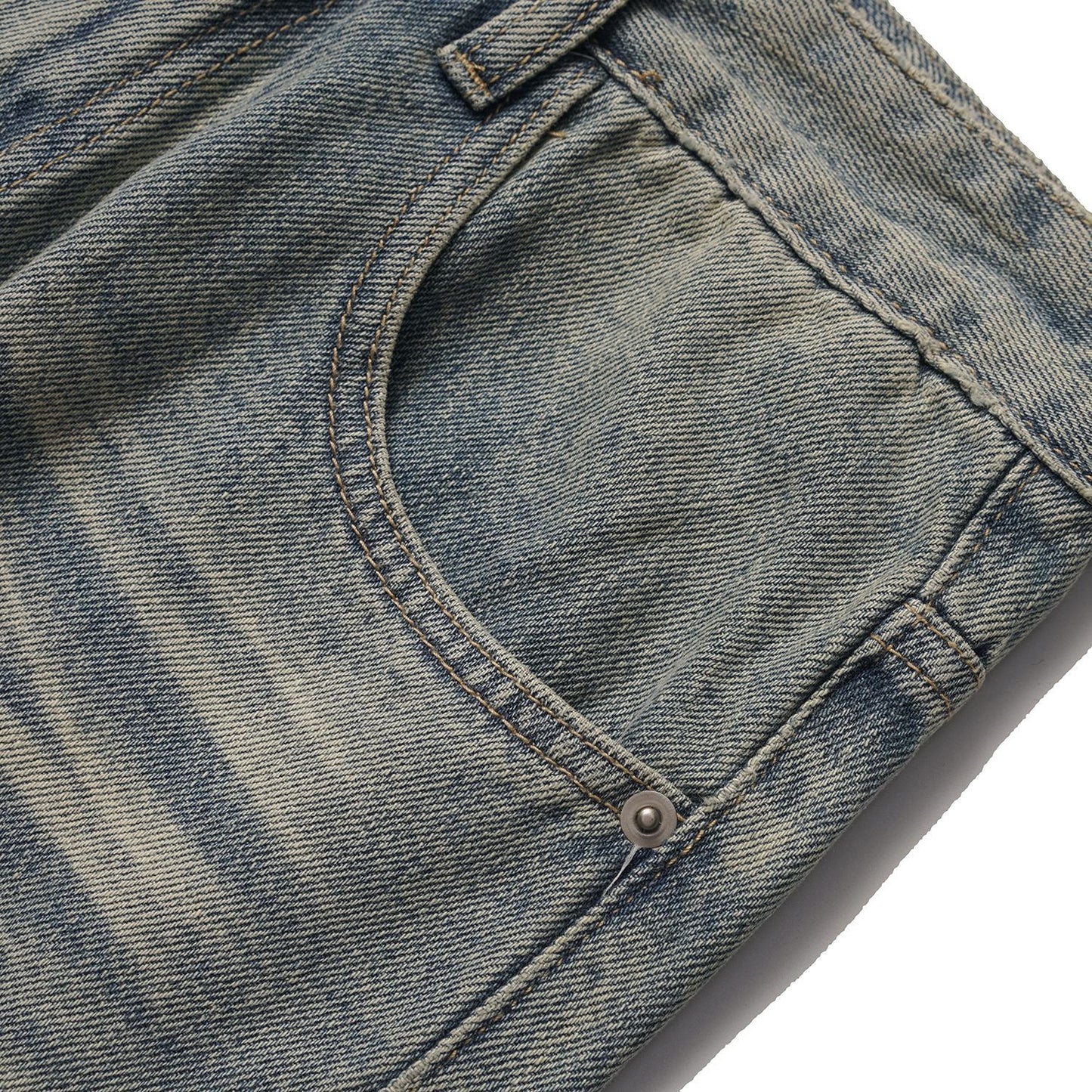 Distressed Cat-Whisker Relaxed Straight Leg Wide Leg Jeans Pants