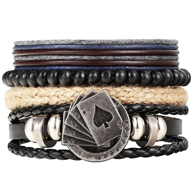 Punk Leather Bracelets - Adjustable
