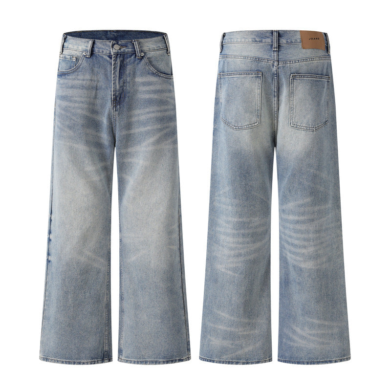 Lightning Pattern Flared Jeans - Men's Retro Vintage Loose Pants