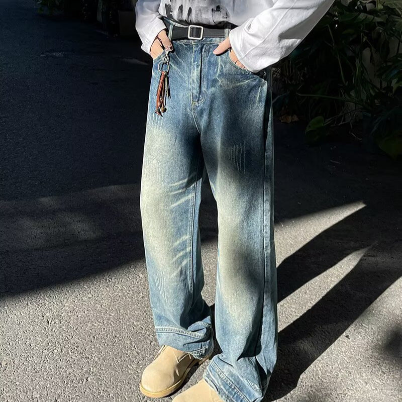 Vintage Washed Denim Jeans for Men