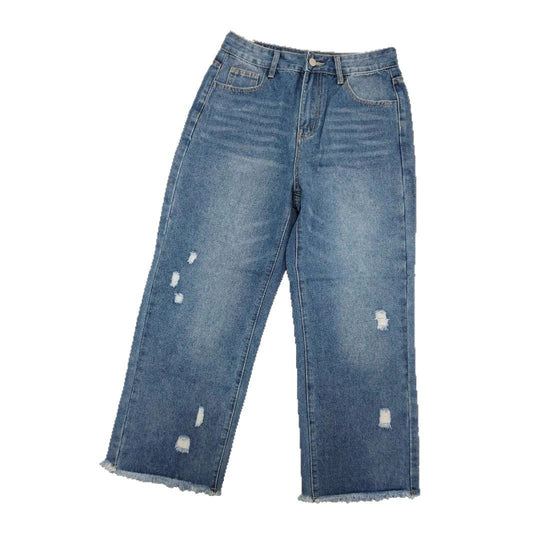 Washed and Worn Tight Denim Captcha Pants