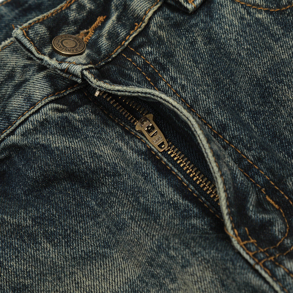 Men's Vintage Distressed Loose-Fit Denim Pants