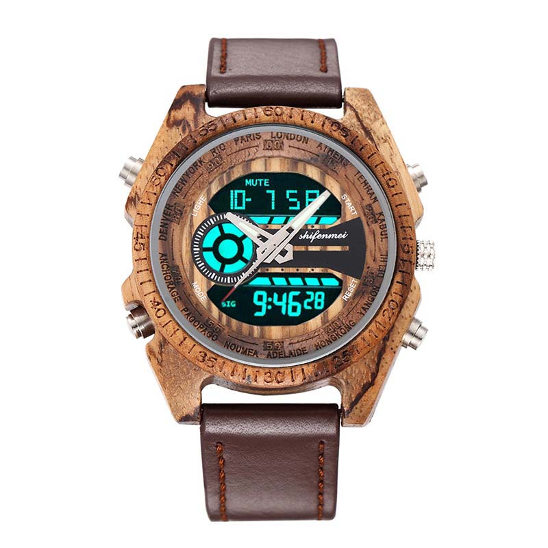Antique Natural Wooden Men's Watches Vintage Digital Men Watch High Quality Men's LED Display Wrist Watches Luminous Hand Clock