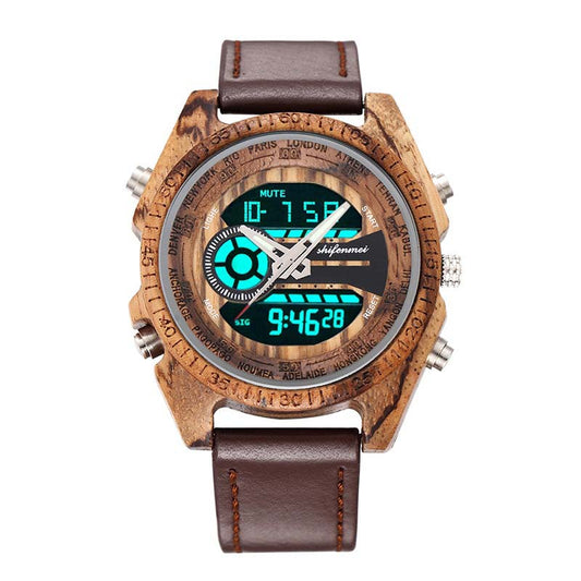 Antique Natural Wooden Men's Watches Vintage Digital Men Watch High Quality Men's LED Display Wrist Watches Luminous Hand Clock