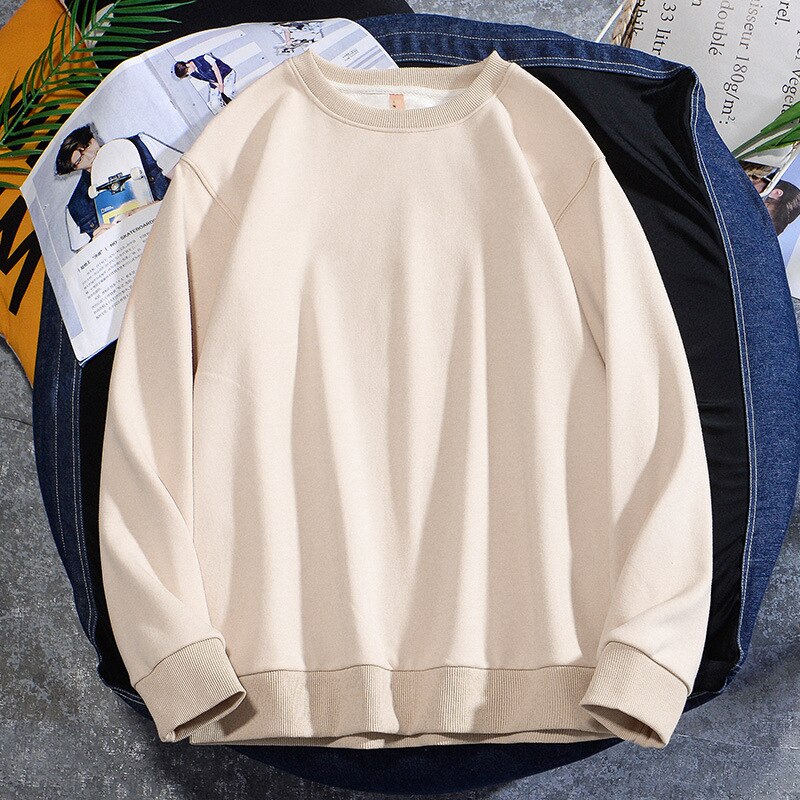 Men's Casual Cotton Fleece Long Sleeve Hoodie Sweatshirt Round Neck Multicolor