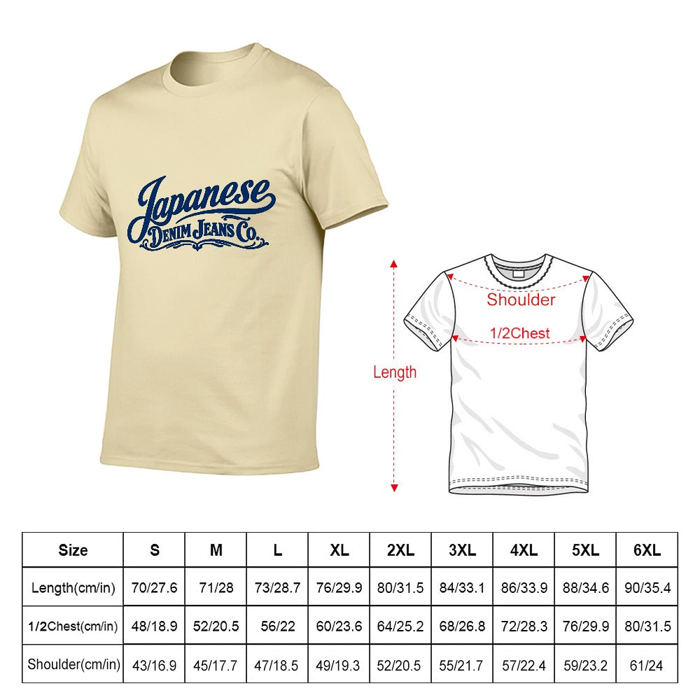 Japanese Denim Jeans Co. Men's Short Sleeve 100% Cotton T-shirt - Cream