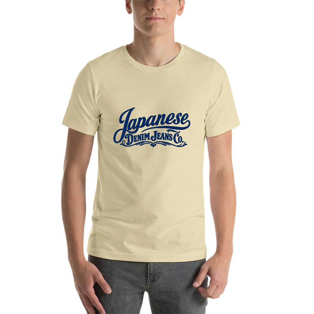 Japanese Denim Jeans Co. Men's Short Sleeve 100% Cotton T-shirt - Cream
