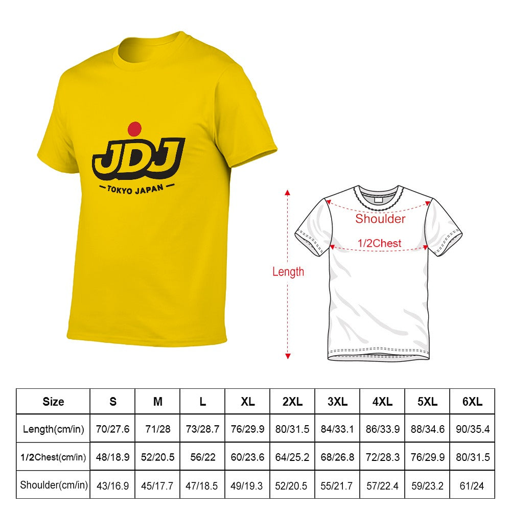 JDJ Logo Men's Short Sleeve Cotton T Shirt - Yellow