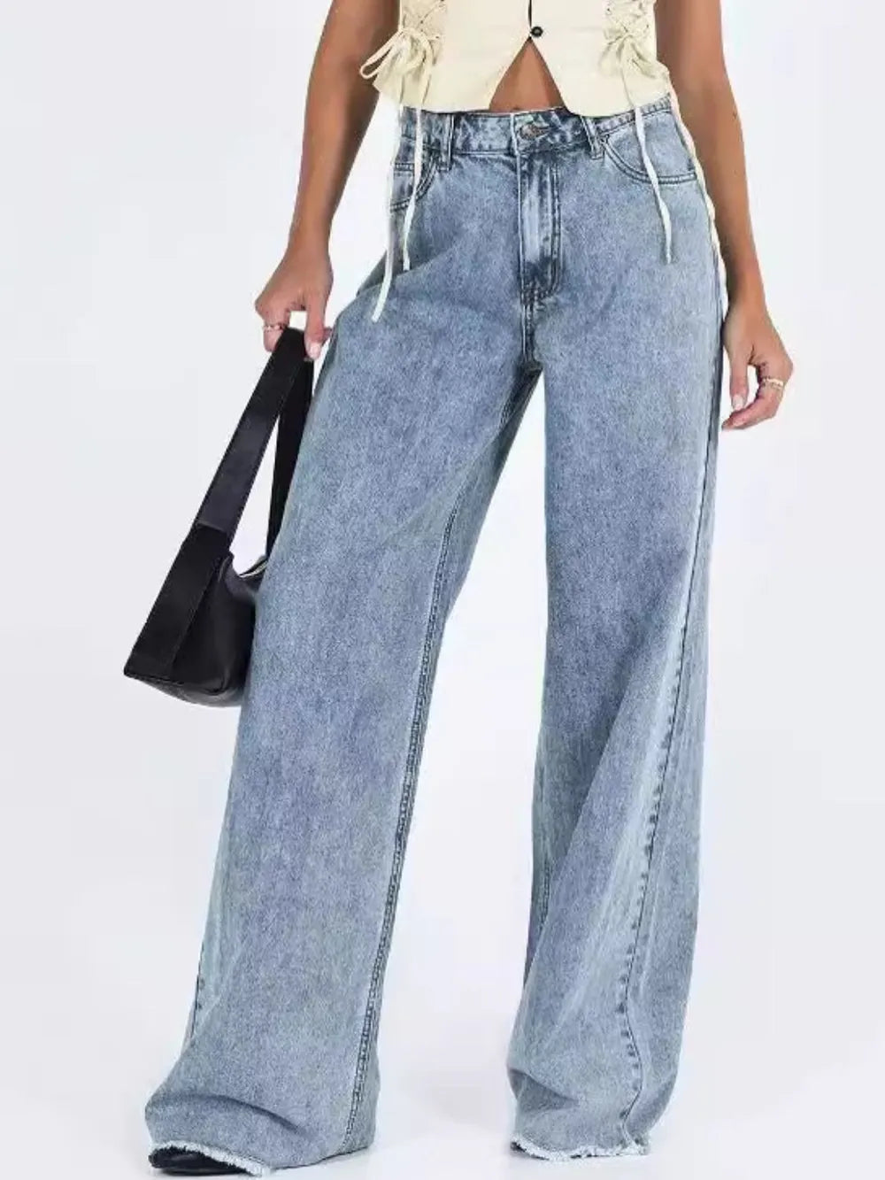 Wide Leg Jeans with Pockets - Premium Japanese Denim