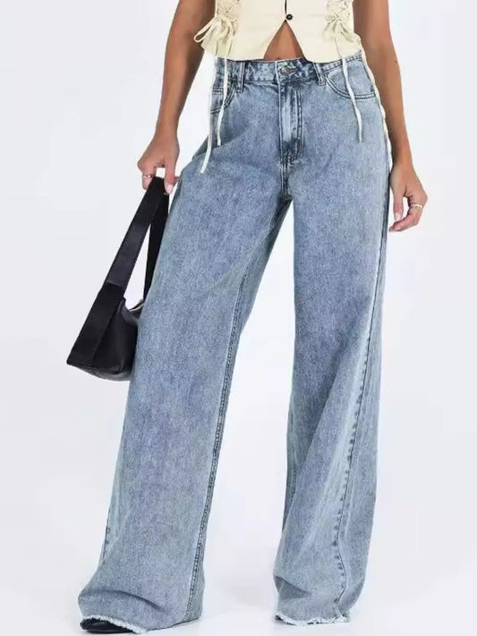Wide Leg Jeans with Pockets - Premium Japanese Denim