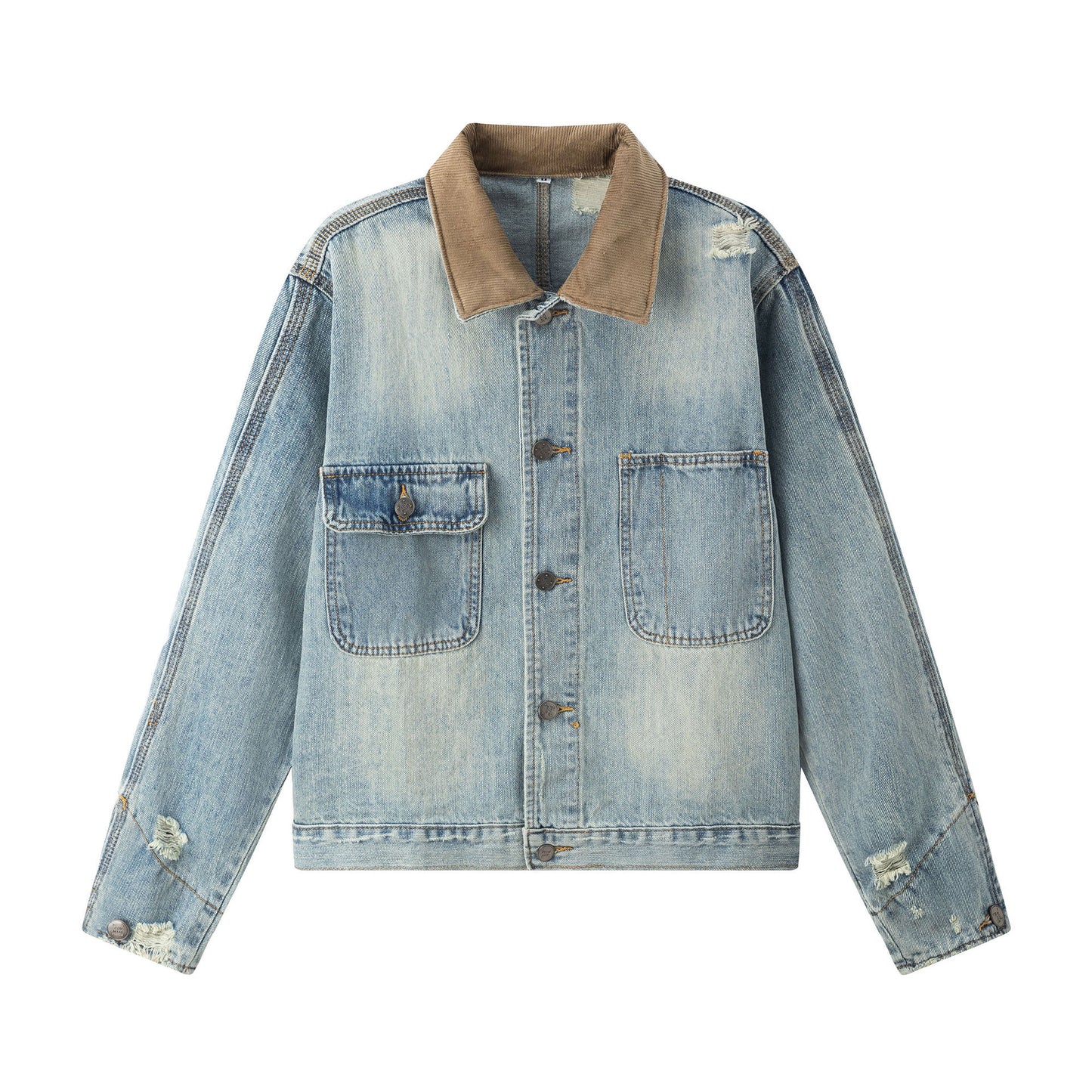 Collar Splicing Design Denim Loose Casual Jacket