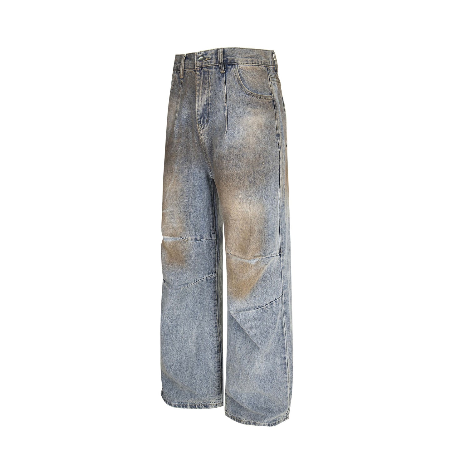 Retro Distressed Denim Pants - Loose Wide-Leg Trousers