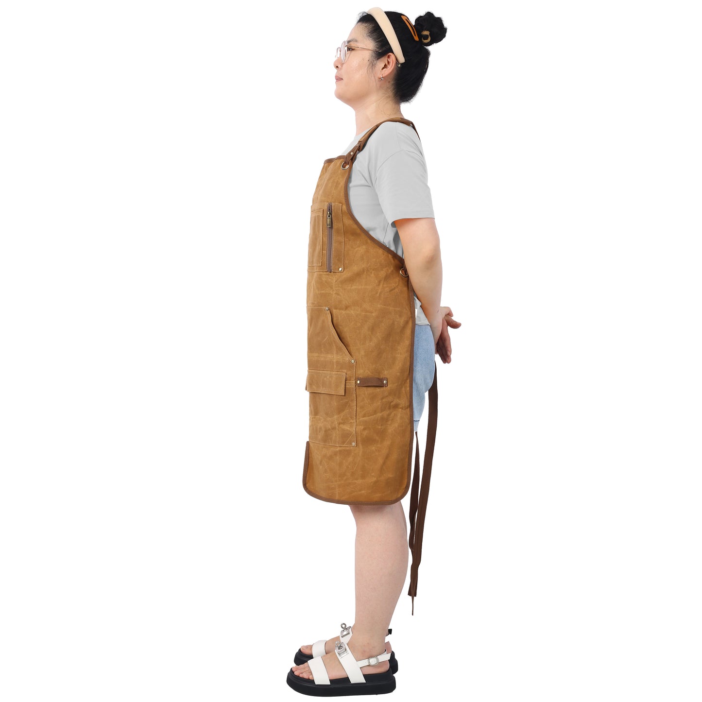 Heavy-Duty Waxed Canvas Carpenter Tool Apron - 18 oz