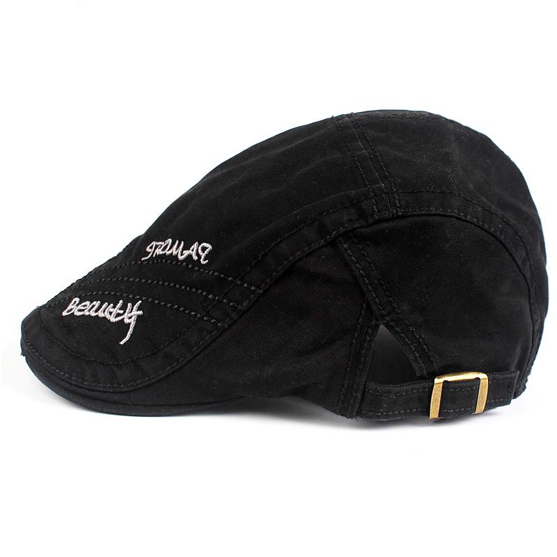 Cotton Embroidered Newsboy Cap - Adjustable