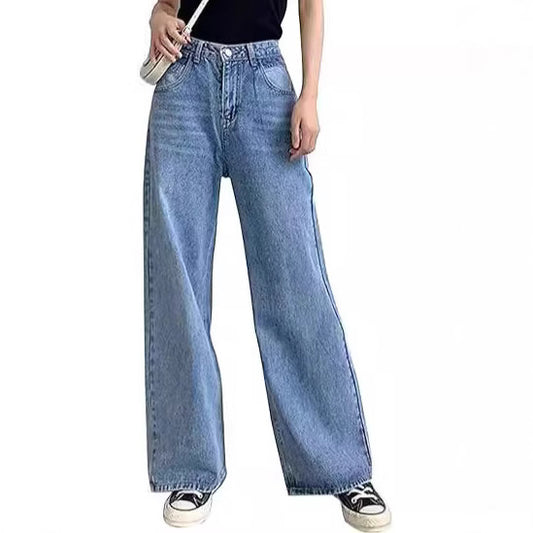 Slim High-Waisted Non-Stretch Denim Pants for Women