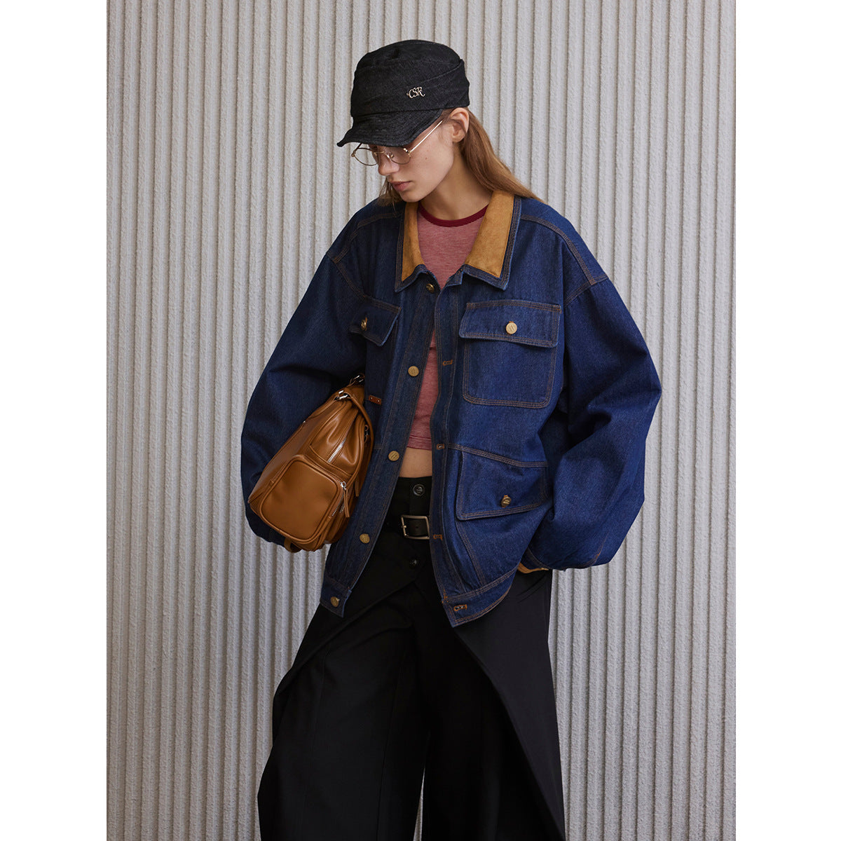 Multi Pocket Washed Denim Jacket for Men